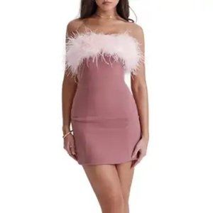 HOUSE OF CB- Feather Strapless Minidress